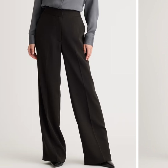NEW Quince Stretch Crepe Classic Trouser Pants black pockets - Picture 1 of 14